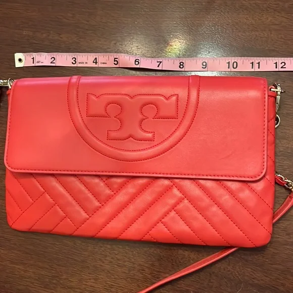 NWOT Tory Burch Red Quilted Leather Shoulder Bag with Chain Strap - Picture 6 of 7